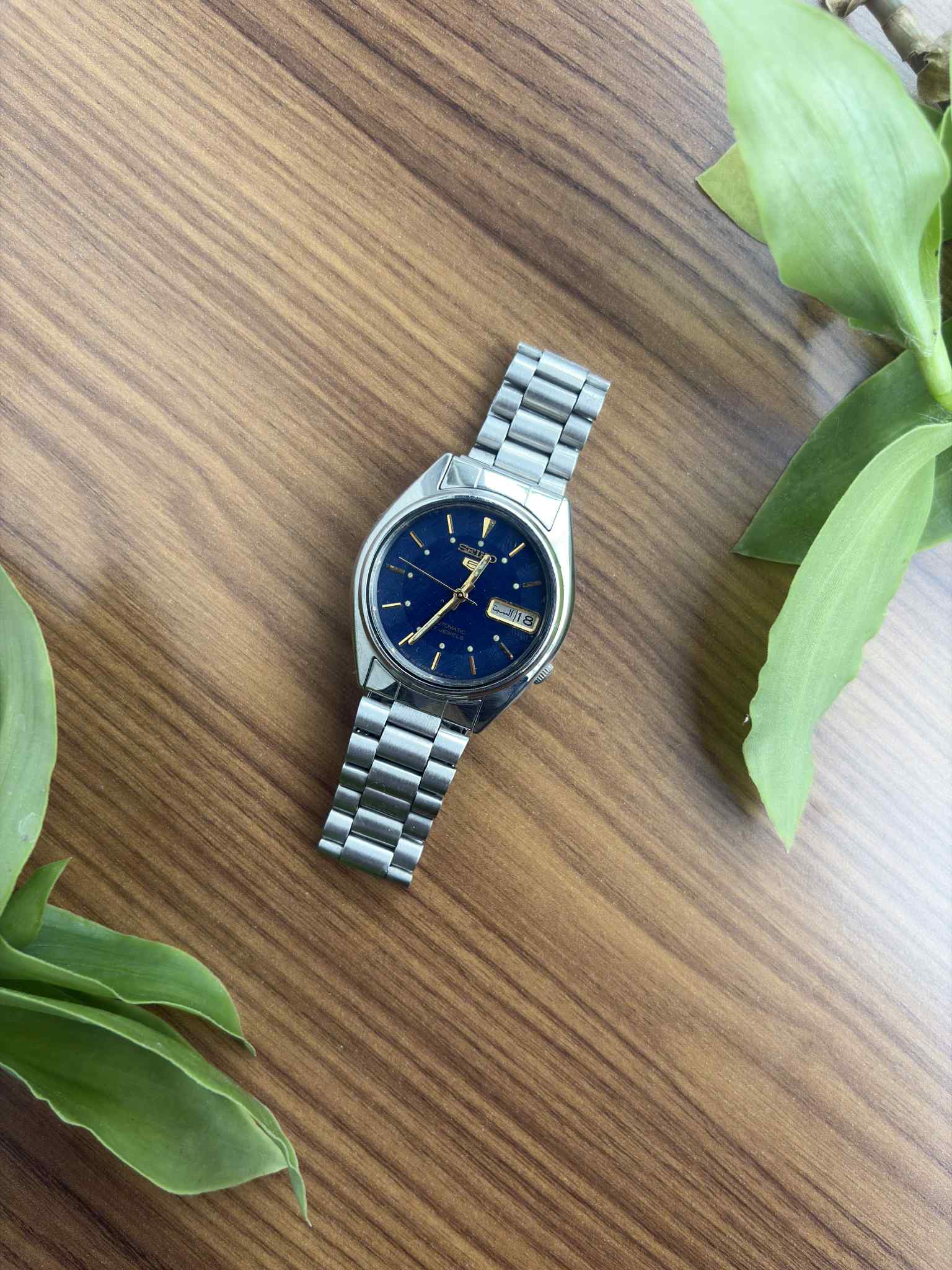 Vintage Seiko 5 Automatisch Horloge – Midnight Blue